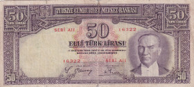 Turkey, 50 Lira, 1938, FINE, p129, 2.Emission
Restored. combined in the middle.
Estimate: USD 300 - 600