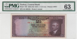 Turkey, 2 1/2 Lira, 1947, UNC, p140, 3.Emission
PMG 63
Estimate: USD 500 - 1000