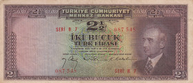 Turkey, 2 1/2 Lira, 1947, VF, p140, 3.Emission
Stained
Estimate: USD 35 - 70