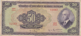 Turkey, 50 Lira, 1942, VF, p142, 3.Emission
Split
Estimate: USD 150 - 300