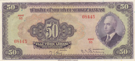 Turkey, 50 Lira, 1947, XF, p143a, 3.Emission
Central Bank
Estimate: USD 700 - 1400