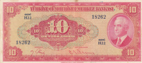 Turkey, 10 Lira, 1947, XF, p147, 4.Emission
Stained, Pressed
Estimate: USD 150 - 300