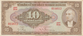 Turkey, 10 Lira, 1948, AUNC (-), p148, 4.Emission
Estimate: USD 400 - 800