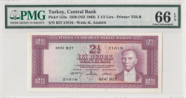 Turkey, 2 1/2 Lira, 1930, UNC, p153a, 5.Emission
PMG 66 EPQ, Central Bank
Estimate: USD 500 - 1000