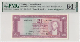Turkey, 2 1/2 Lira, 1960, UNC, p153, 5.Emission
PMG 64 EPQ
Estimate: USD 400 - 800