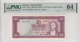 Turkey, 2 1/2 Lira, 1960, UNC, p153, 5.Emission
PMG 64
Estimate: USD 250 - 500