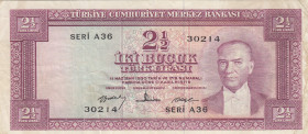 Turkey, 2 1/2 Lira, 1960, VF, p153, 5.Emission
Stained
Estimate: USD 25 - 50