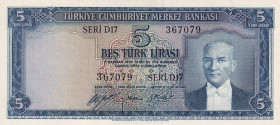 Turkey, 5 Lira, 1952, AUNC, p154, 5.Emission
Estimate: USD 200 - 400