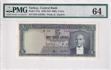 Turkey, 5 Lira, 1965, UNC, p174a, 5.Emission
PMG 64
Estimate: USD 200 - 400