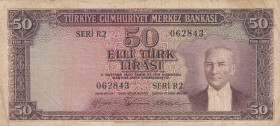 Turkey, 50 Lira, 1956, VF(-), p164, 5.Emission
Split
Estimate: USD 100 - 200