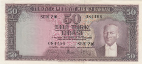 Turkey, 50 Lira, 1957, AUNC(-), p165, 5.Emission
There are packaging traces
Estimate: USD 150 - 300