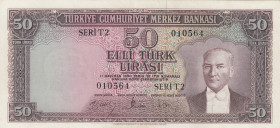 Turkey, 50 Lira, 1960, AUNC, p166, 5.Emission
Natural, Central Bank
Estimate: USD 750 - 1500