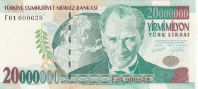 Turkey, 20.000.000 Lira, 2001, UNC, p215, 7.Emission
"F01" prefix
Estimate: USD 25 - 50