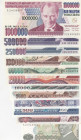 Turkey, 10-100-500-1.000-5.000-10.000-20.000-50.000-100.000-250.000-500.000-1.000.000 Lira , 7.Emission
(Total 12 banknotes), In different condition ...