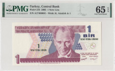 Turkey, 1 Lira, 2005, UNC, p216, 8. Emisyon
PMG 65 EPQ, Central Bank
Estimate: USD 25 - 50