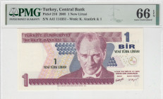 Turkey, 1 New Lira, 2005, UNC, p216, 8. Emisyon
PMG 66 EPQ
Estimate: USD 200 - 400