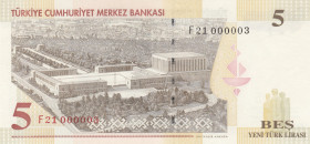 Turkey, 5 New Lira, 2005, UNC, p217, 8. Emisyon
Top 10 Serial Numbers, Light handling
Estimate: USD 20 - 40