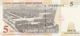 Turkey, 5 Lira, 2005, UNC, p217, 8. Emisyon
"A01" prefix, Central Bank
Estimate: USD 20 - 40