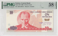 Turkey, 10 New Lira, 2005, AUNC, p218, 8. Emisyon
PMG 58 EPQ
Estimate: USD 25 - 50
