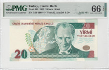 Turkey, 20 New Lira, 2005, UNC, p219, Radar
8.Emission, PMG 66 EPQ
Estimate: USD 100 - 200