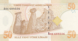 Turkey, 50 Lira, 2005, UNC, p220, 8. Emisyon
"A01" prefix, Central Bank
Estimate: USD 40 - 80