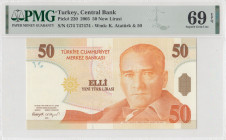 Turkey, 50 New Lira, 2005, UNC, p220, 8. Emisyon
Super Repeater, PMG 69 EPQ, high condition, TOP POP (Highest PMG score for this pick number)
Estima...