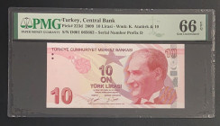 Turkey, 10 Lira, 2009, UNC, p223d, 9.Emission
PMG 66 EPQ
Estimate: USD 25 - 50