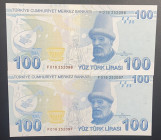 Turkey, 100 Lira, 2020, UNC, p226d, 9.Emission
(Total 2 consecutive banknotes)
Estimate: USD 20 - 40