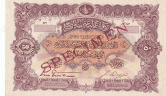 Turkey, Ottoman Empire, 50 Livres, 1909, AUNC, p65, SPECIMEN
V. Mehmed Reşat Period, A.H: 1326, Signature: Tristram / Daffes. Seal: Hamid.
Estimate:...