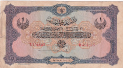 Turkey, Ottoman Empire, 1 Livre, 1915, VF, p69, Talat / Hüseyin Cahid
V. Mehmed Reşad Period, AH: 30 March 1331, sign: Talat / Hüseyin Cahid, There a...