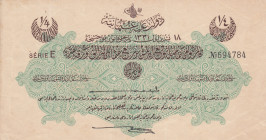Turkey, Ottoman Empire, 1/4 Livre, 1915, XF(-), p71, Talat / Hüseyin Cahid
V. Mehmed Reşad Period, AH: 18 October 1331, sign: Talat / Hüseyin Cahid, ...