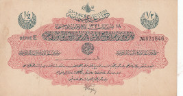 Turkey, Ottoman Empire, 1/2 Lira, 1915, XF, p72, Talat / Panfili
V. Mehmed Reşad Period, AH: 18 October 1331, sign: Talat / Panfili, There are pinhol...