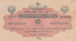 Turkey, Ottoman Empire, 1/2 Lira, 1916, XF, p82, Talat / Panfili
V. Mehmed Reşad Period, A.H.: December 22, 1331, signature: Talat / Panfili
Estimat...