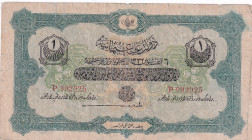 Turkey, Ottoman Empire, 1 Livre, 1916, VF(-), p90b, Talat / Janko
V. Mehmed Reşad period, AH: 6 August 1332, sign: Talat/ Janko, There are openings, ...