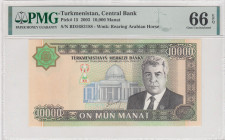 Turkmenistan, 10.000 Manat, 2003, UNC, p15
PMG 66 EPQ, Central Bank
Estimate: USD 25 - 50