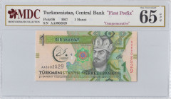 Turkmenistan, 1 Manat, 2017, UNC, p36
MDC 65 GPQ, Commemorative banknote
Estimate: USD 20 - 40