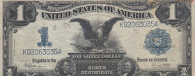 United States of America, 1 Dollar, 1899, VF(-), p338
There are pinholes and spots., Silver Certificate - blue seal
Estimate: USD 150 - 300