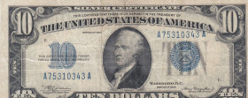 United States of America, 10 Dollars, 1934, VF, p415
Silver Certificate - blue seal, There are pinhole.
Estimate: USD 50 - 100