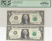 United States of America, 1 Dollar, 2006, UNC, p523a, (Total 2 banknotes)
PCGS 65 PPQ, Similar serial numbered.
Estimate: USD 50 - 100