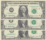United States of America, 1 Dollar, 1999/2009, UNC, p504; p530, (Total 3 banknotes)
Triple serial number
Estimate: USD 25 - 50