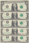 United States of America, 1 Dollar, 1985/1993, UNC, p474; p480; p490, (Total 5 banknotes)
Full Repeater "1934 1934", B-D-F-G-H District Set, Year Not...