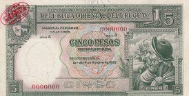 Uruguay, 5 Pesos, 1935, XF, p29s, SPECIMEN
Estimate: USD 200 - 400
