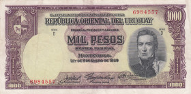 Uruguay, 1.000 Pesos, 1939, VF(+), p41c
Stained
Estimate: USD 20 - 40