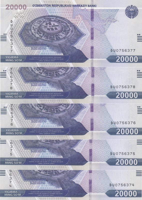 Uzbekistan, 20.000 Som, 2021, UNC, pNew, (Total 5 banknotes)
Estimate: USD 20 -...