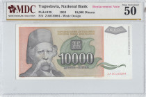 Yugoslavia, 10.000 Dinara, 1993, AUNC, p129, REPLACEMENT
MDC 50
Estimate: USD 20 - 40