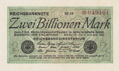 Deutsches Reich bis 1945
Geldscheine der Inflation 1919-1924 2 Billionen Mark 5.11.1923. Ro. 132 a II