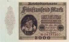 Deutsches Reich bis 1945
Geldscheine der Inflation 1919-1924 5000 Mark 15.3.1923. Ohne Überdruck Ro. 86 Selten. II