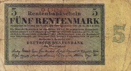 Deutsches Reich bis 1945
Deutsche Rentenbank 1923-1937 5 Rentenmark 1.11.1923. Ro. 156 b IV-