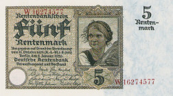Deutsches Reich bis 1945
Deutsche Rentenbank 1923-1937 5 Rentenmark 2.1.1926. Serie W Ro. 164 b I