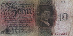 Deutsches Reich bis 1945
Deutsche Reichsbank 1924-1945 10 Reichsmark 11.10.1924. Ro. 168 a Selten. IV-